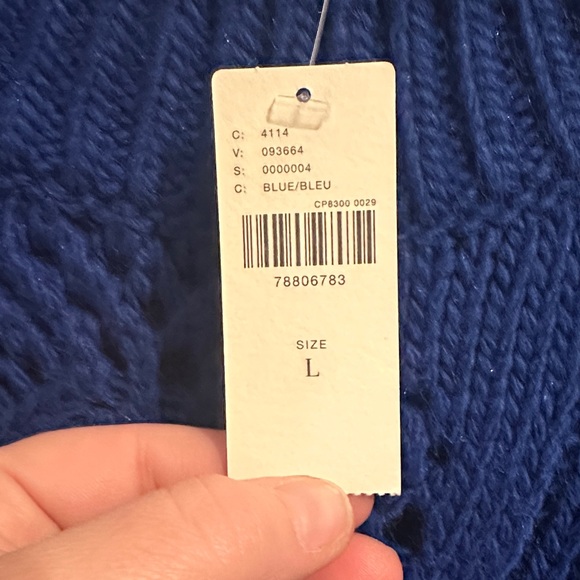 Anthropologie Women's Blue Chunky Cable Knit Happy 😃 Blue Crop Sweater - Picture 6 of 8